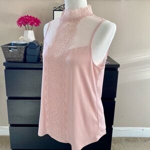 Express pink high neck sleeveless blouse, size Medium